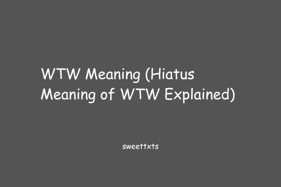 WTW Meaning (Hiatus Meaning of WTW Explained)