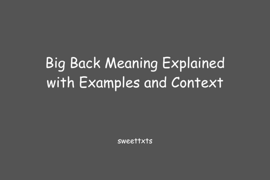 Big Back Meaning Explained with Examples and Context
